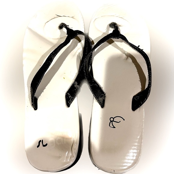 VTG RARE 90’s SUGAR BLACK WHITE PLATFORM SANDAL FLIP FLOP FLOATIE SZ:7-8 FLAWED - Picture 2 of 7